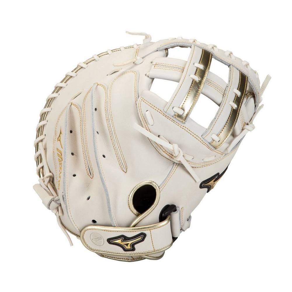 Womens Mizuno MVP Prime SE Fastpitch 34" Softball Catchers Mitt White/Gold Philippines (SMQGLW741)